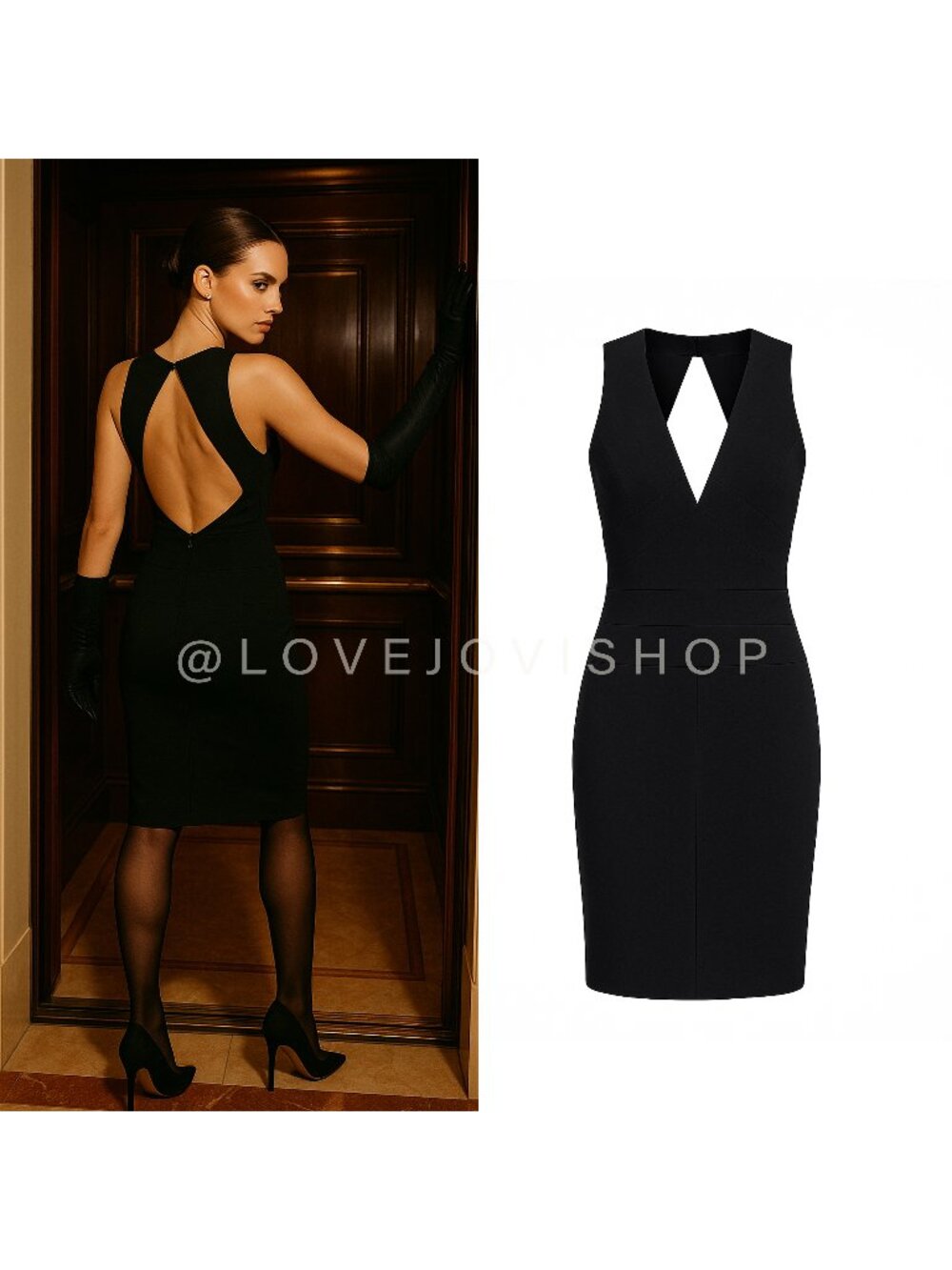 Dress | Robert Rodriguez Black Fitted Keyhole Midi | Luxury Bergdorf Goodman 12